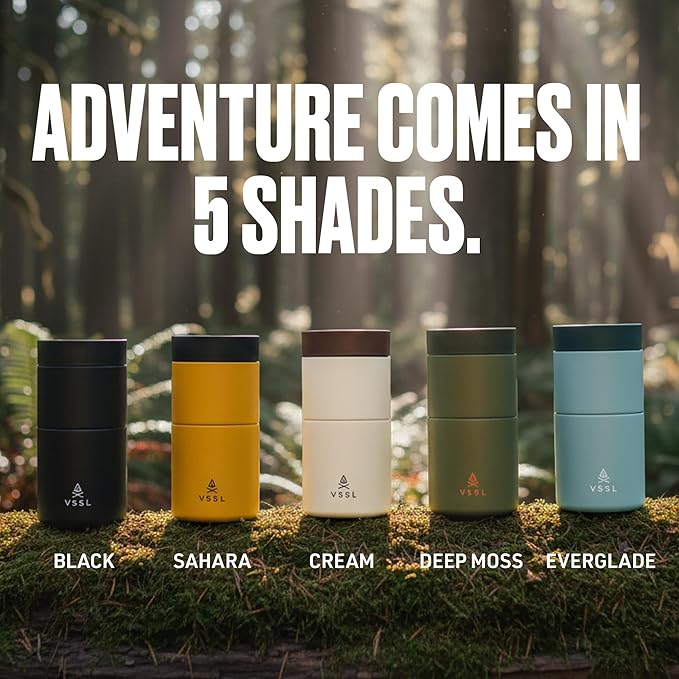 VSSL - Nest Pour Over Coffee Set | Coffee Maker for Camping | All-In-One Travel Pour Over | Transportable Dripper, 10oz Stainless Steel Travel Mug | Compact Storage & Adventure Ready | Sahara