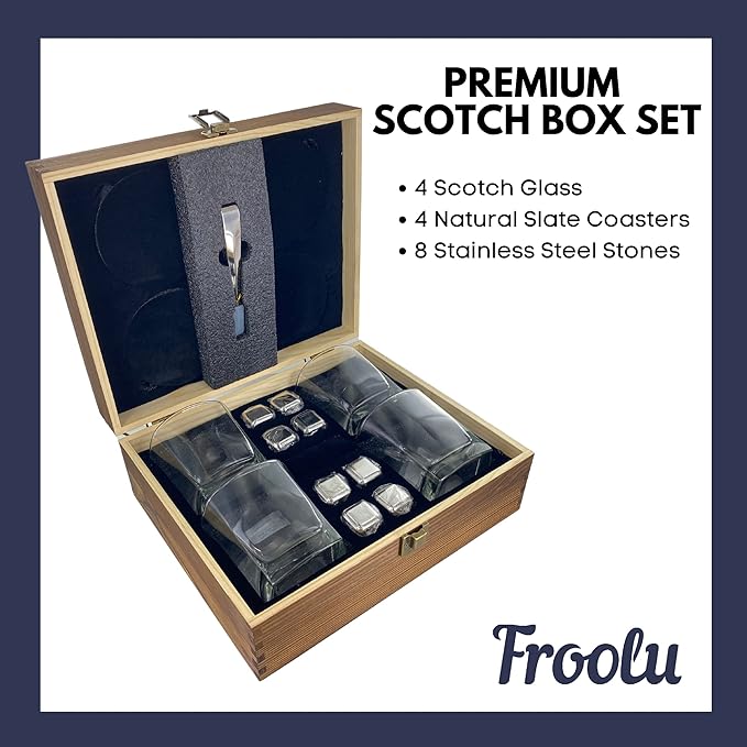 Custom Whiskey Glasses For Men - Premium Scotch Box Engraved Gift for Husband, Dad, Boyfriend - Personalized Bar Gifts for Bourbon Lovers - Christmas, Anniversary, Birthday