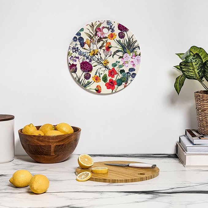 Society6 Bamboo Cutting Board- Kitchen Decor by Burcu Korkmazyurek - Unique Cutting Boards for Kitchen, 11.5" x 11.5" x 0.5", Magical Garden V