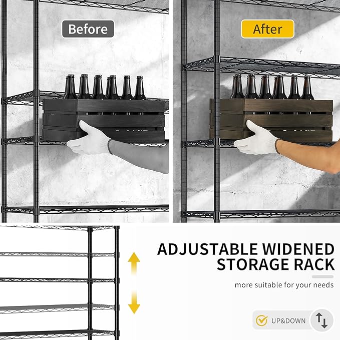 Karl home 4-Tier Adjustable Metal Storage Shelves, Wire Shelving Unit with Wheels & Leveling Feet, Heavy Duty Garage Shelving, Pantry & Kitchen Display Shelf Organizer, Home Storage Rack