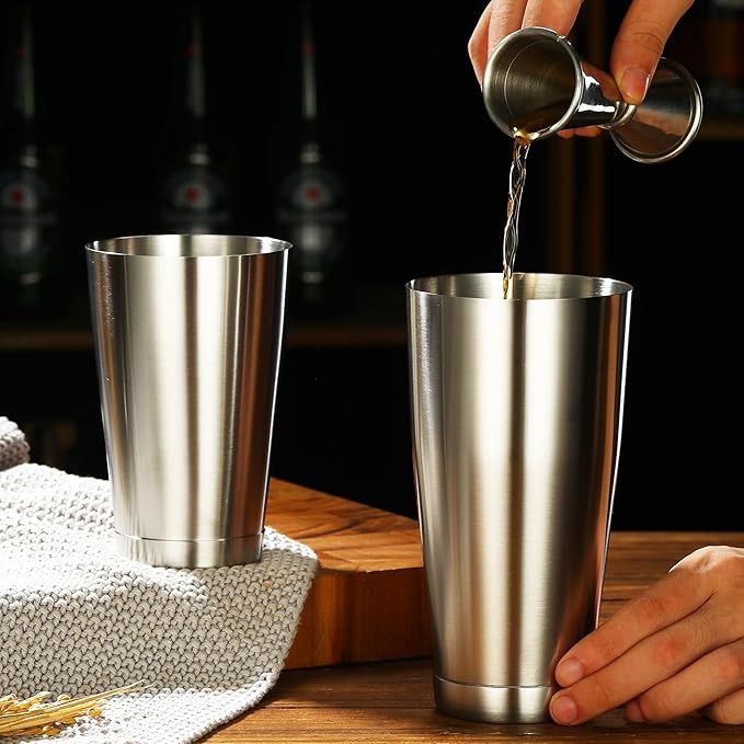 Boston Shaker Set, 28 Oz and 18 Oz Weighted Tins, Matte Finish Stainless Steel, Hand Wash (Matte Finish)