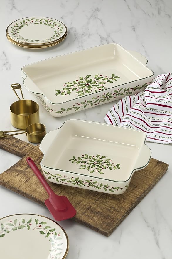 Lenox 898092 Holiday Rectangular Baking Dish, Large, Christmas, Festive Kitchen Decor