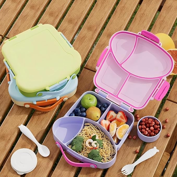 Lunch boxes for kids， Leakproof Bento box with Compartments - BPA-Free & Chemical Dye-Free, Suitable for children of all ages, Perfect for School Lunches, Picnics & Short Trips . (Mousse Blue)