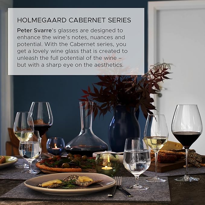Holmegaard Cabernet Burgundy Glass, Clear, 9.6" H x 4.1" D, 23.3 oz, Set of 6, Designed by Peter Svarrer, Gift Box Included