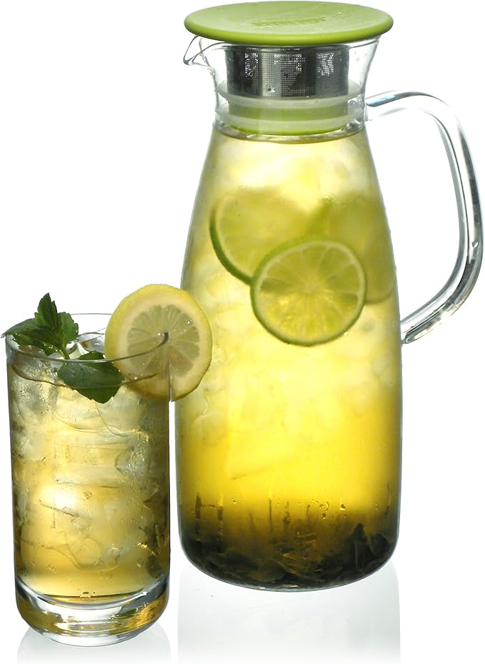 FORLIFE Mist Glass Ice Tea Jug , 50-Ounce, Lime