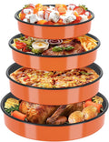 Round Roasting Pan Set Bakeware 4 Pack Baking Cake Pans Enamel Casserole Dish 9/10/12/14 Inches Chicken Roaster Oven Dishwasher Safe Christmas New Year Holiday Gift (Orange)