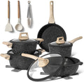 JUST PERFECTO Kitchen Pots and Pans Set with Lids Non Stick Induction Cookware Set Nonstick Frying Pans Set 14 Pcs Healthy Cooking Pots without PTFE and PFOA – Gray