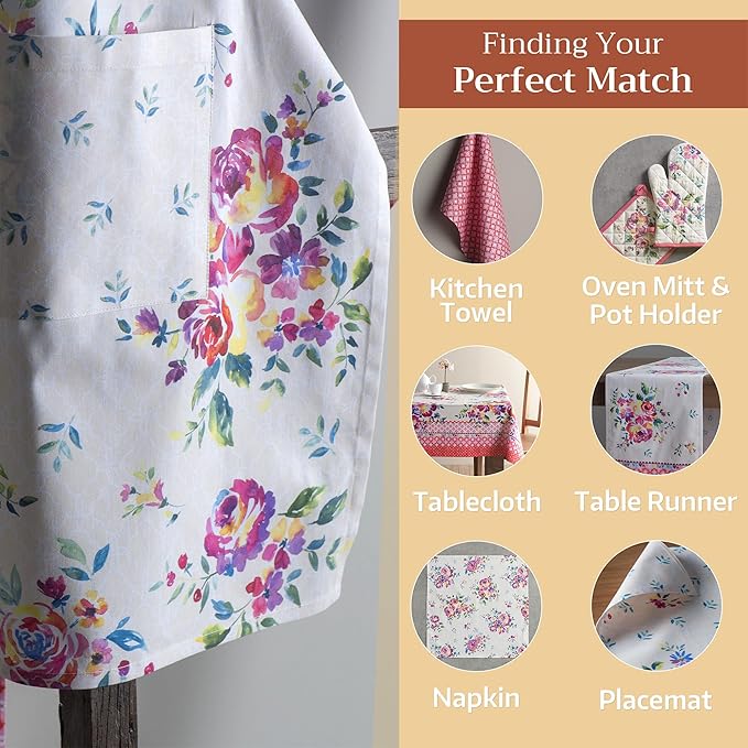 Maison d' Hermine 100% Cotton Apron for women with Pocket Kitchen Chef Apron for Men Cooking Gardening Server Waitress
