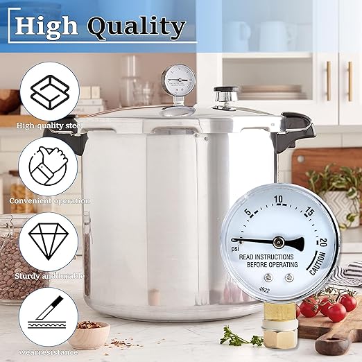Stainless Steal Cooker Pressure Guage,Replacement for Presto 85772 Pressure Cooker Canner Steam Gauge 82237 82121- Fit Presto Canner Models 175107 01755 0175510 178001 178005