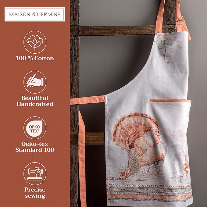 Maison d' Hermine 100% Cotton Apron for women with Pocket Kitchen Chef Apron for Men Cooking Gardening Server Waitress