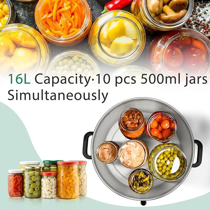 Electric Water Bath Canner 14.5QT, 1500W Electric Canning Pot for Home Canning, Preserving Jars, Slow Cooking & More - Adjustable Temp & Timer, Safe & Easy-to-Use Electric Canner for Beginners & Pros