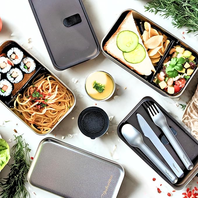 LEAK Proof Stackable Stainless Steel Bento Box Adult |Stainless Steel Lunch Box for adults| Metal Bento box|Japanese Lunch Container |large with compartment| Korean bentobox| Non toxic|Microwave safe
