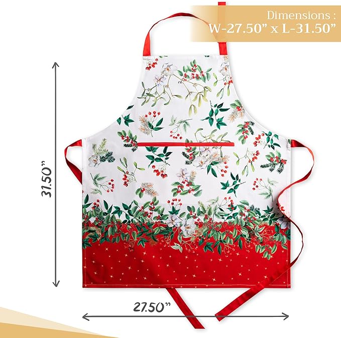 Maison d' Hermine 100% Cotton Apron for women with Pocket Kitchen Chef Apron for Men Cooking Gardening Server Waitress
