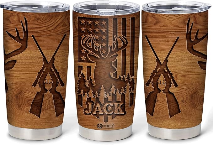 Hyturtle Personalized Hunting Gifts For Men - Deer Hunting Tumbler 20Oz Travel Coffee Mug Stainless Steel- Fathers Day Gift For Dad Him Boy Husband From Son Wife- Birthday Christmas Gifts For Hunters