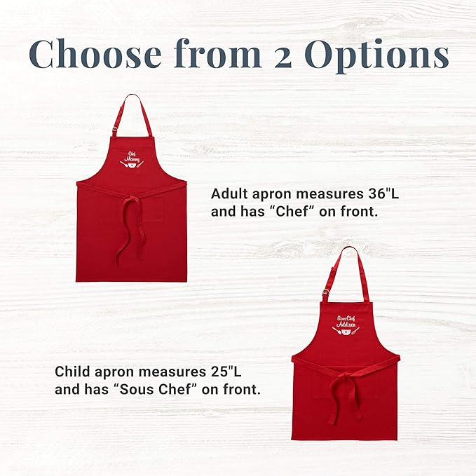 Let's Make Memories Personalized Seasoned with Love Apron – Chef and Cook Gift – Mother-Daughter Aprons – Child-Sized - Customize With Any Name