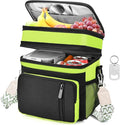 LOKASS Lunch Box for Women/Men-16L-Insulated Lunch Bag, Expandable Double-layer Leakproof Cooler Bag with Upgrade Adjustable Shoulder Strap Ideal for Work/Travel/Picnics（Neon Green）