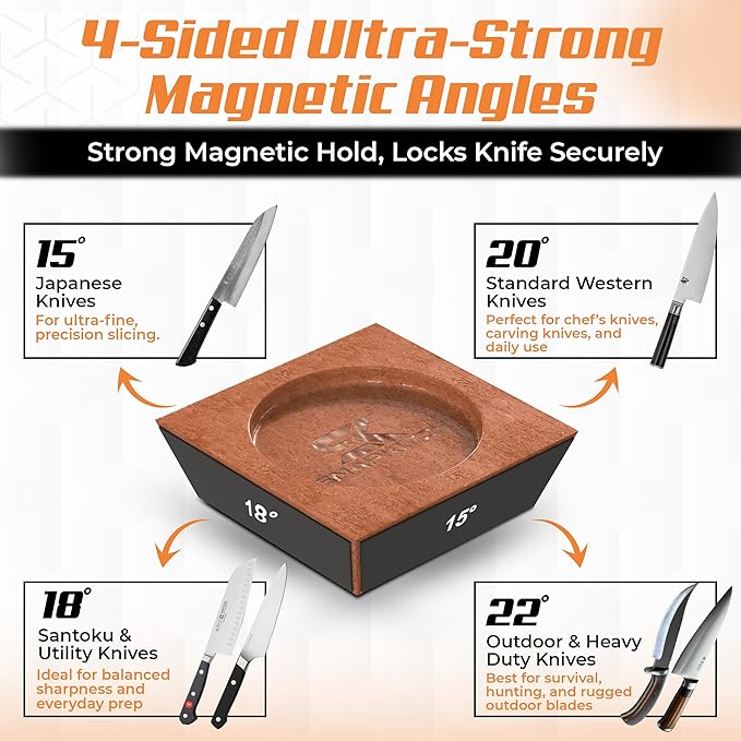 Rolling Knife Sharpener Kit - Diamond & Ceramic Sharpening Discs, 4 Angle Magnetic System with Zipper Storage Bag - Professional Wheel Sharpener Tool Set for Kitchen Knives Christmas Gift