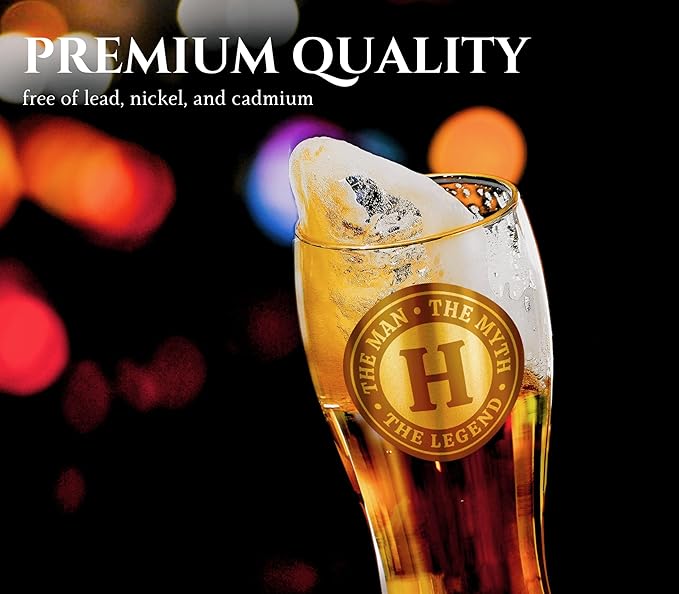 Personalized Beer Glass for Men, Funny Custom Alcohol Gifts for Beer Lovers, Unique Birthday Christmas Gifts for Him, the Man the Myth the Legend, W