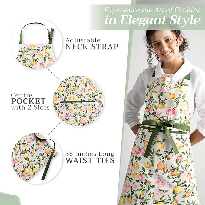 Maison d' Hermine 100% Cotton Apron for women with Pocket Kitchen Chef Apron for Men Cooking Gardening Server Waitress