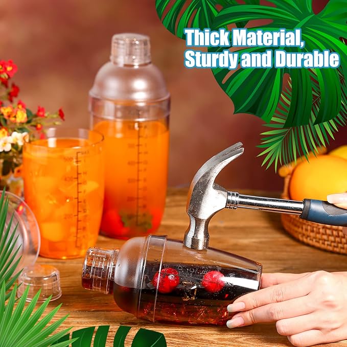 Lallisa 12 Pcs Plastic Cocktail Shaker Drink Mixer with Scales and Strainer Top Clear Shaker Cup with Measurement Plastic Bar Mixing Tool for Tea Coffee Bubble Tea Milk(550 Cc/ 19 oz)