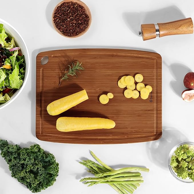 Dishwasher Safe Bamboo Cutting Boards Durable Lightweight Wood Cutting Board for Busy Kitchen, Easy Clean Wooden Chopping Boards with Juice Groove