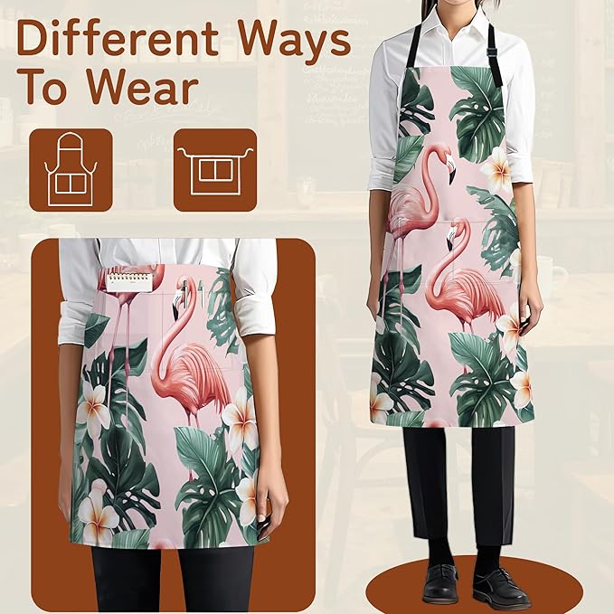 Apron with Pockets for Women, Adjustable Kitchen Cooking BBQ Chef Apron, Gifts for Mom Birthday, or Holidays