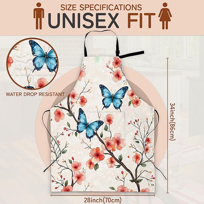 Adjustable Kitchen Apron with Pockets for Women and Men,Soft Chef Apron for Cooking, BBQ, and Grill