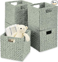 Best Choice Products 10.5x10.5in Pack of 5 Cube Storage Baskets, Water Hyacinth Multipurpose Collapsible Organizers, Handwoven Toy Storage Totes for Kids Room, Nursery & Living Room - Sage