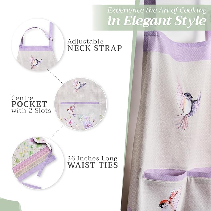 Maison d' Hermine 100% Cotton Apron for women with Pocket Kitchen Chef Apron for Men Cooking Gardening Server Waitress