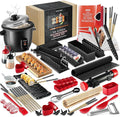 All-Inclusive 𝗣𝗥𝗘𝗠𝗜𝗨𝗠 Sushi Making Kit for Beginners & Professionals - Sushi Maker with Rice Cooker, Reusable Chopsticks, Bazooka, Sushi Roller, Book - Sushi Kit for Family BPA-Free