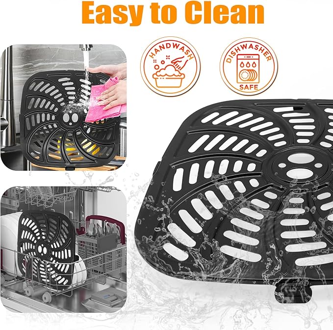 Air Fryer Replacement Parts for Gourmia GAF856 GAF826 Air Fryer, Nonstick 9.8''*9.8'' Square Air Fryer Accessories Rack Tray Grill Pan Grill Plate Crisper Plate Gourmia 8QT Air Fryer