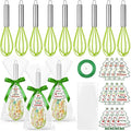 12 Sets 10 Inch Christmas Whisk Baking Gifts, DIY Fillable Christmas Tree Ornaments, Xmas Colored Silicone Whisks for Xmas Employee Neighbor Cooking Supplies Xmas Stocking Stuffers Candy Holder