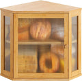 Corner Bread Box, Bamboo Bread Box for Kitchen Countertop, 2 Tier Wooden Bread Storage (Natural, Medium)