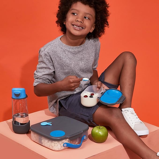 b.box Kids Lunch & Snack Containers. 3-Pack Set Includes Matching Oversized Bento Lunch Box, Mini Meal Boxes for Kids and Toddlers. School Supplies (Blue Slate)