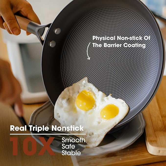 imarku Non Stick Frying Pans - 8 inch & 10 inch Frying Pan Nonstick Set, Honeycomb Lock Oil Cast Iron Skillets, Dishwasher Safe, Induction Compatible, Detachable Handle Pans, Best Gifts