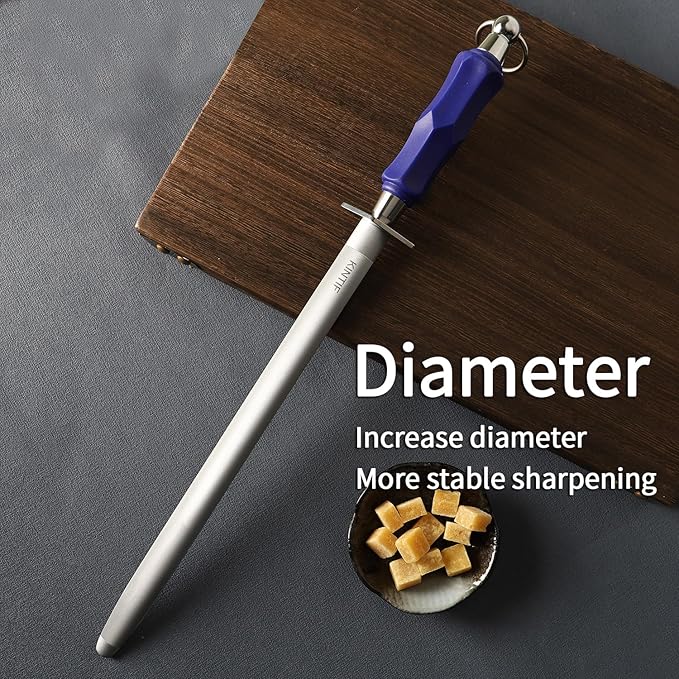 Honing Steel 12 inch Professional Knife Sharpener Honing Rod, Fine Lines, High Carbon Steel, High hardness, Knife Sharpening Steel