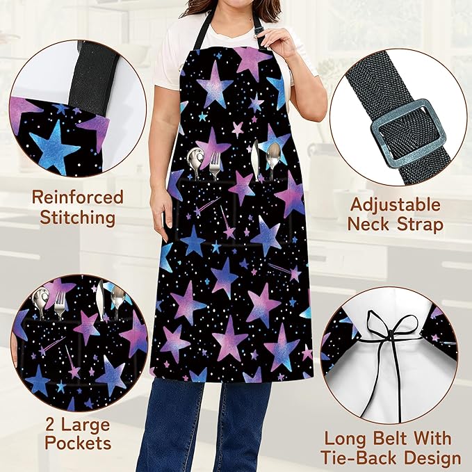 Cooking Aprons for Men and Women,Adjustable Bib Chef Apron with 2 Pockets, Soft and Durability Kitchen Apron