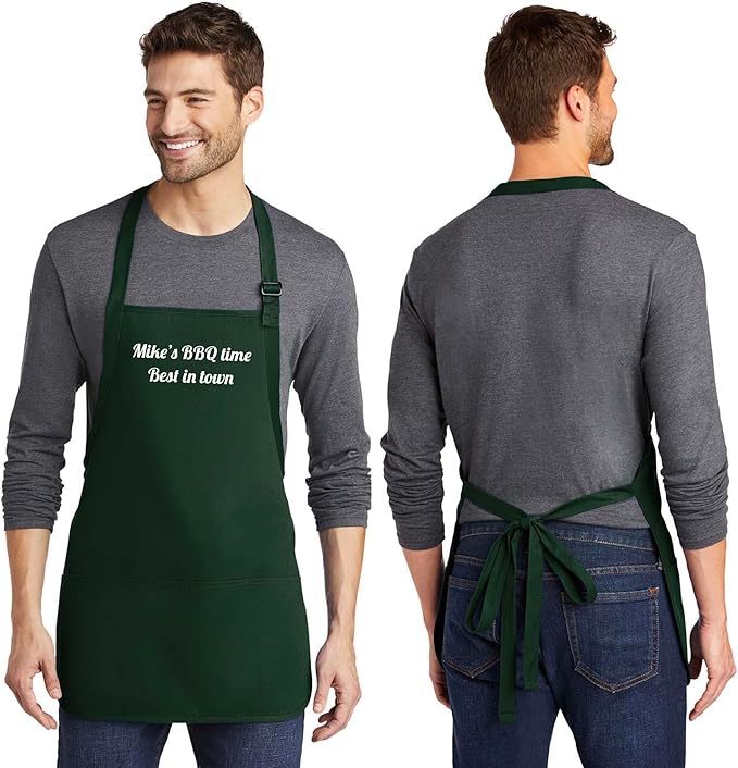 Custom Text Cooking & BBQ Apron – Personalized Chef or Grill Gift – Medium Length (1-3 Lines)