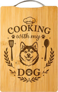 Bamboo Cutting Board, Dog Mom Gift, Personalized Handmade Kitchen Decor – Cooking with My Dog (Shiba Inu)