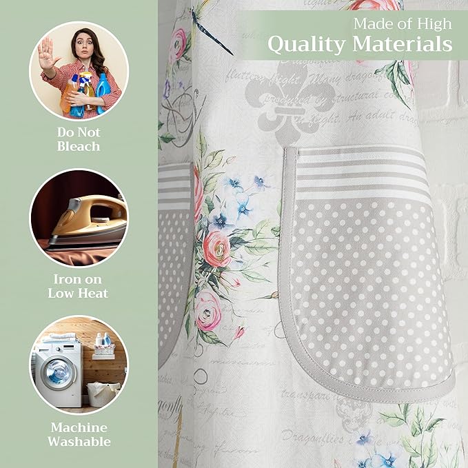 Maison d' Hermine 100% Cotton Apron for women with Pocket Kitchen Chef Apron for Men Cooking Gardening Server Waitress