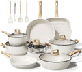 24 Pcs Pots and Pans Set Non Stick Ceramic Cookware Set,Healthy Non Toxic Kitchen Cookware Sets with Large Capacity,Induction Compatible,PFAS/PTFE/PFOA/PFOS Free,Cream White