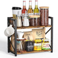 Coffee-Bar-Station-Organizer Shelf for Countertop, 2 Tiers Kitchen Counter Shelf Riser, Wooden Spice Rack Organizer, Coffee Bar Accessories(Rustic Brown, Large)