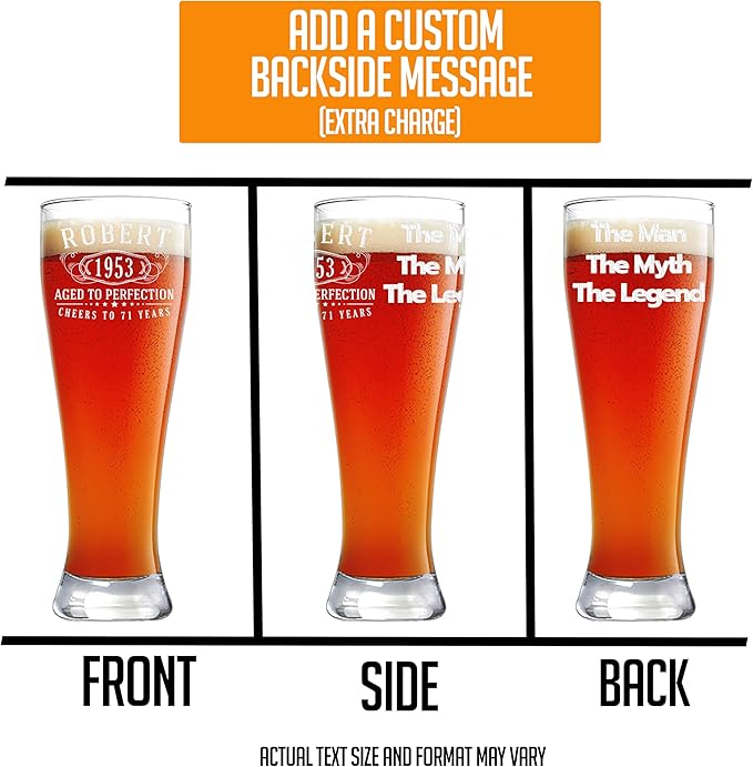 Personalized Gifts for Men Etched 23oz Pilsner Beer Glass - Customized Birthday Gifts for Brother, Bernard, Custom Engraved Drinking Gift Him Man Father Dad, Vasos Regalos Personalizados para Hombre