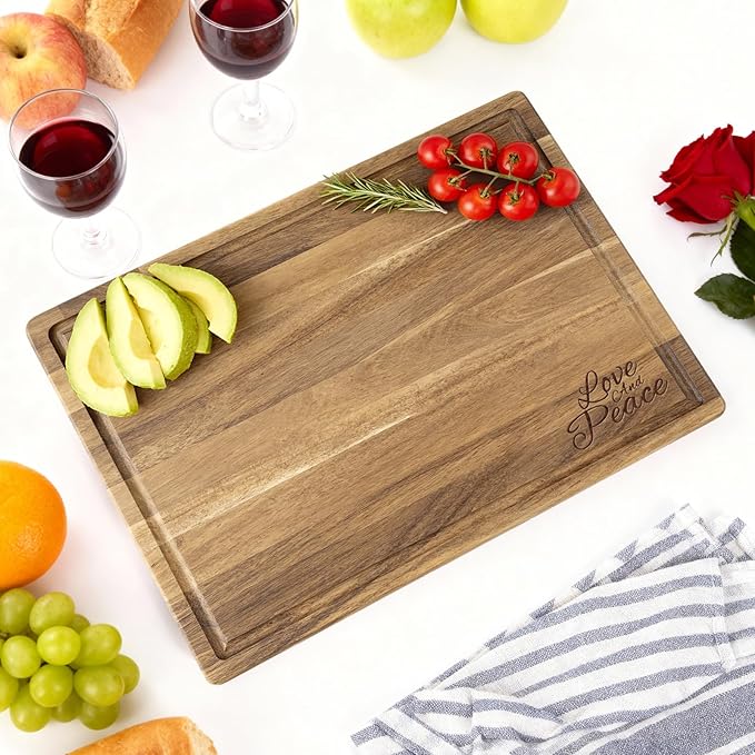 Personalized Acacia Wood Cutting Board - Laser Engraved Custom Board,Print in USA,Customizable Acacia Wood Cutting Board Eco-Friendly Wood,Gift for Wedding, Housewarming,Christmas
