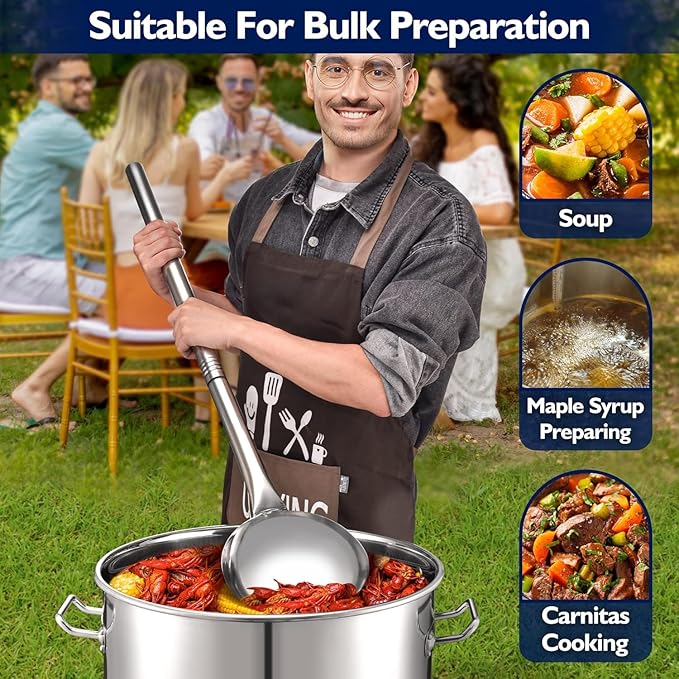 ARC 64QT Stainless Steel Seafood Boil Pot with Basket and 36" Large Spoon, Threads Removable Handle, Crawfish, Crab, Lobster, Shrimp Boil Stock Pot with Strainer, Turkey Fryer Pot, Brewing Beer, 16Gal
