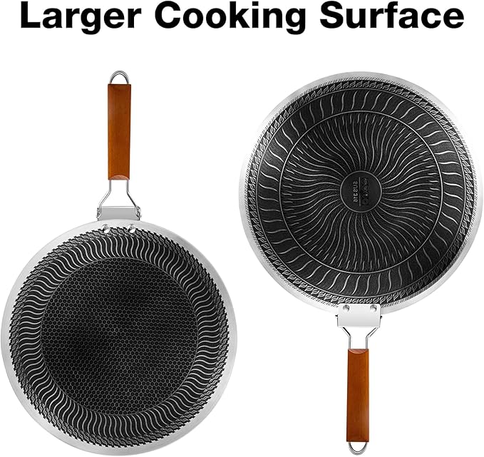 DELARLO Tri-Ply Stainless Steel Nonstick Crepe Pan,Round Griddle Pan,14 Inch Para Tortillas Pancake Pan with Stay-Cool Handle,18/10 Large Cooking Surface