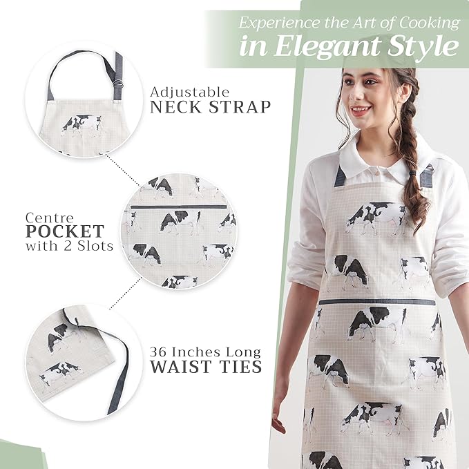 Maison d' Hermine 100% Cotton Apron for women with Pocket Kitchen Chef Apron for Men Cooking Gardening Server Waitress