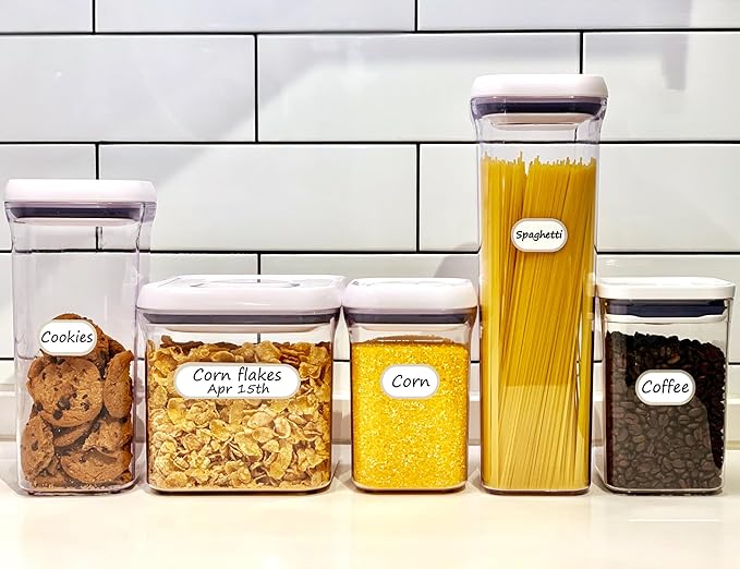 Waterproof Kitchen Labels for OXO POP Food Storage Containers and Home Organization, Pack of 64