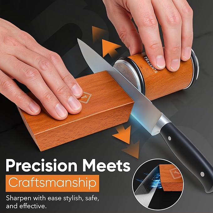Rolling Knife Sharpener Kit, N45 Magnetic Razor-Sharp Knife Sharpening Kit with 15° & 20° Base, Kitchen Knife Sharpener Set with 400 Diamond and 1000 Ceramic Discs Ideal Gift