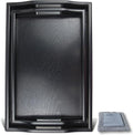 Large Black Plastic Serving Tray with Handles, Set of 2, 19+16.5'', Dishwasher Safe, Stylish, Sturdy, Shatterproof, Napkin and Cleaning Clothes Included